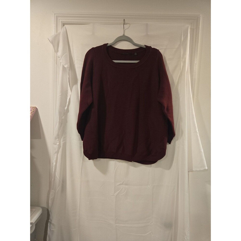 Cyrus Women's Plus Size 2X Burgundy Ribbed Knit Pullover Sweater